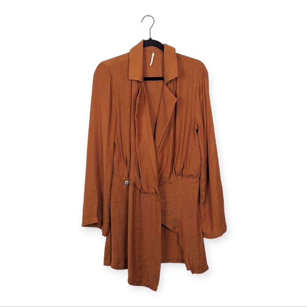 Free People Simone Burnt Orange Snakeskin Print Long Sleeve Blazer Mini Dress